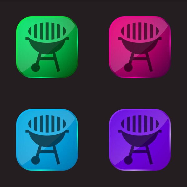 Bbq four color glass button icon