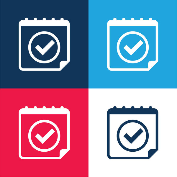 Approved Sign On Calendar Page blue and red four color minimal icon set