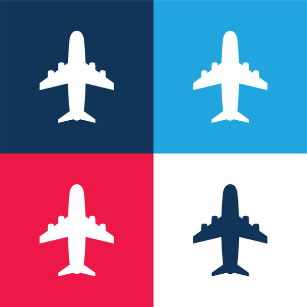 Самолёт синий и красный четыре цвета минимальный набор значков