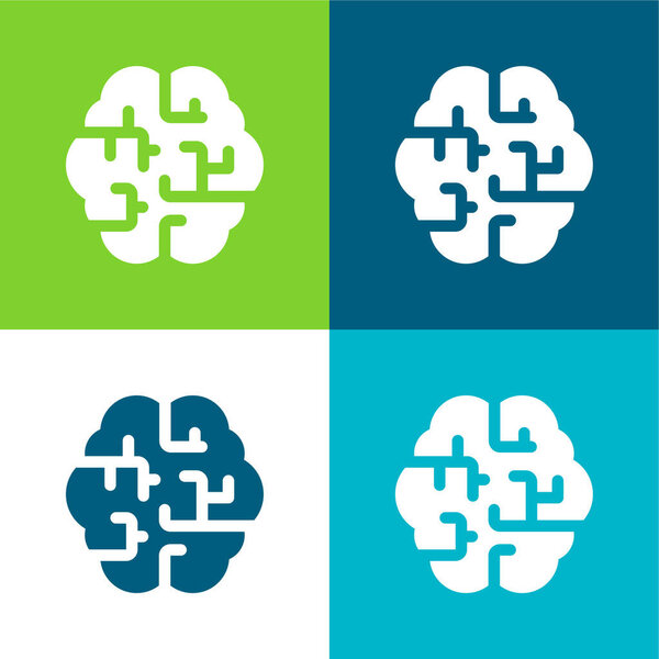 Brain Flat four color minimal icon set