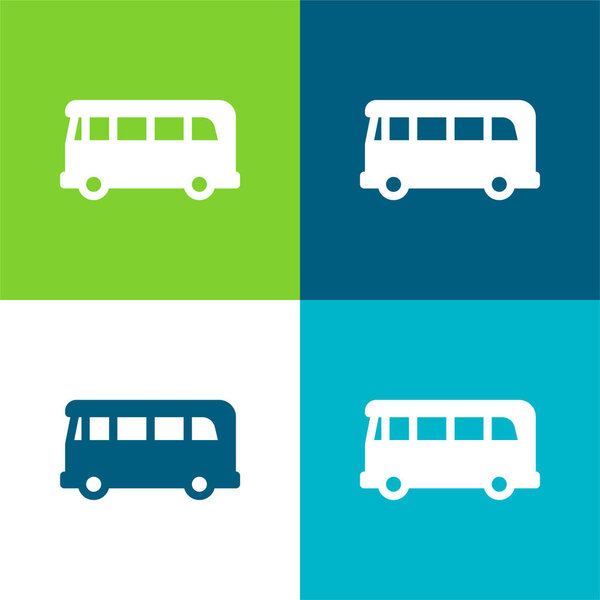 Airport Bus Flat four color minimal icon set