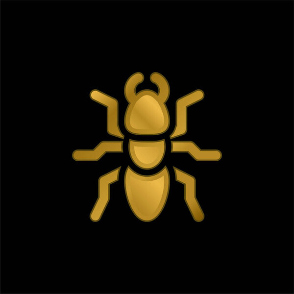 Ant gold plated metalic icon or logo vector
