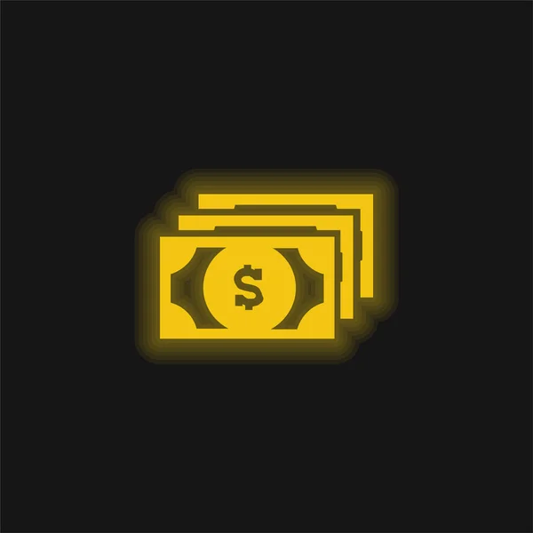 Dollarscheine Gelb Leuchtendes Neon Symbol — Stockvektor