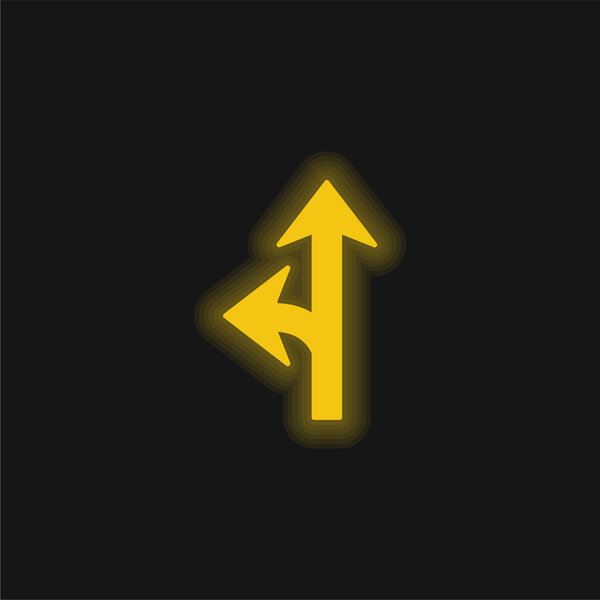 Arrow Junction One To The Left yellow glowing neon icon