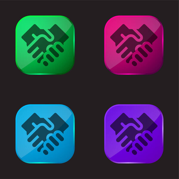 Agreement four color glass button icon