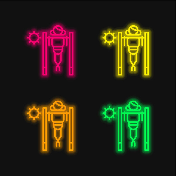 Bar four color glowing neon vector icon