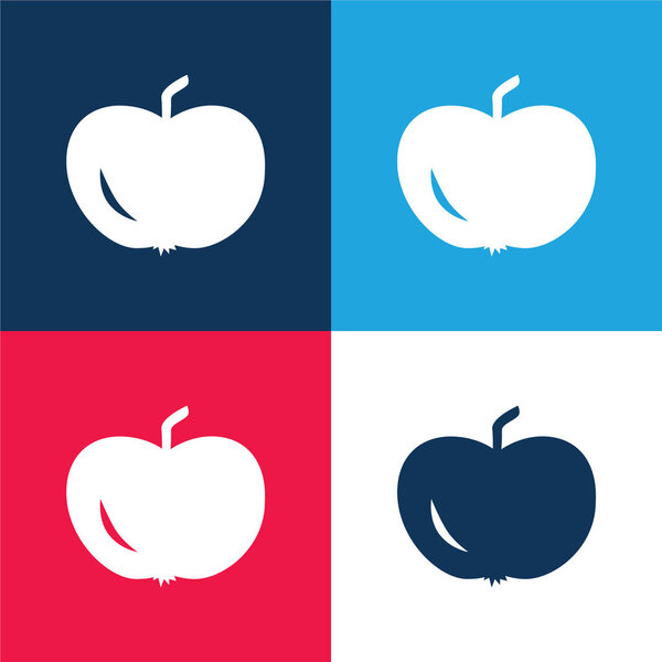 Apple Of Black Shape blue and red four color minimal icon set