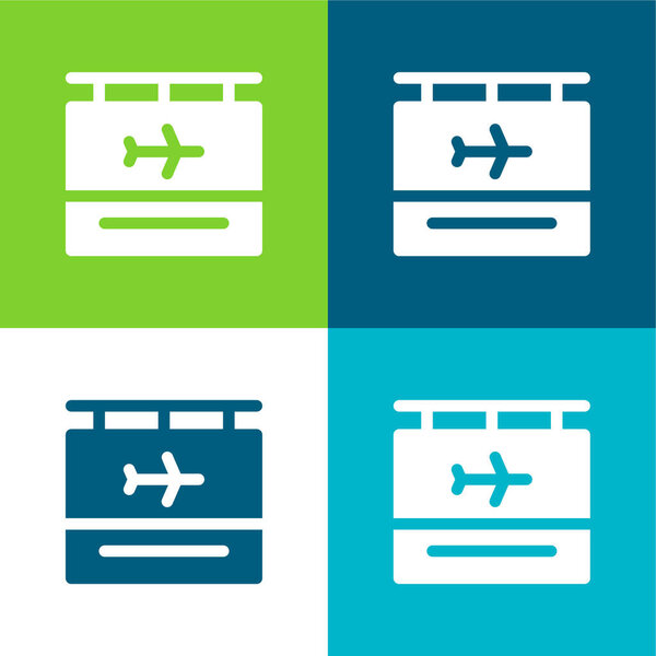 Airport Flat four color minimal icon set