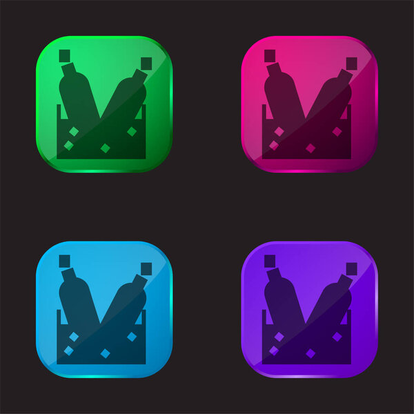 Bottles With Ice Cubes four color glass button icon