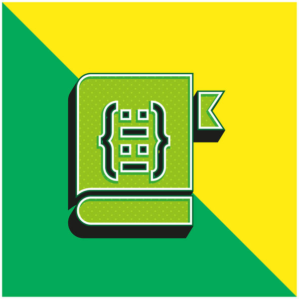 Book Green and yellow modern 3d vector icon logo