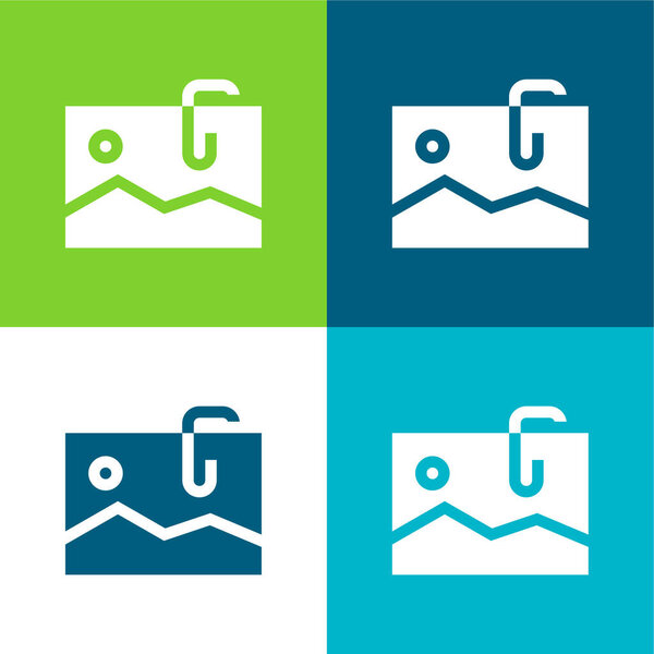 Attached Flat four color minimal icon set