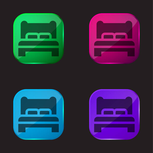 Bed four color glass button icon