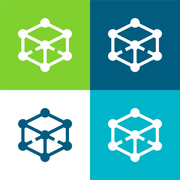 3d моделирование плоские четыре цвета минимальный набор значков