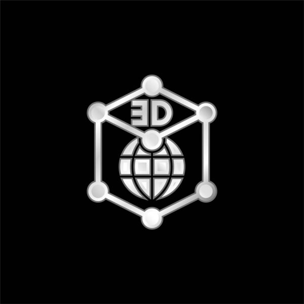 3d Graphics silver plated metallic icon