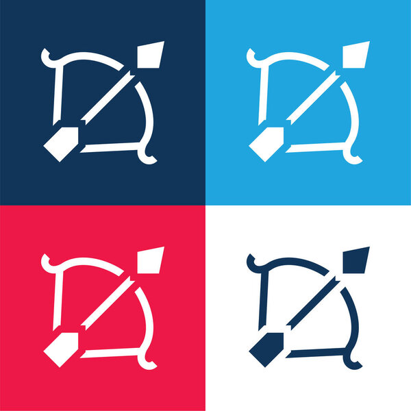 Стрельба из лука синий и красный четыре цвета минимальный набор значков