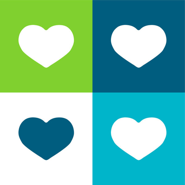 Big Black Heart Flat four color minimal icon set