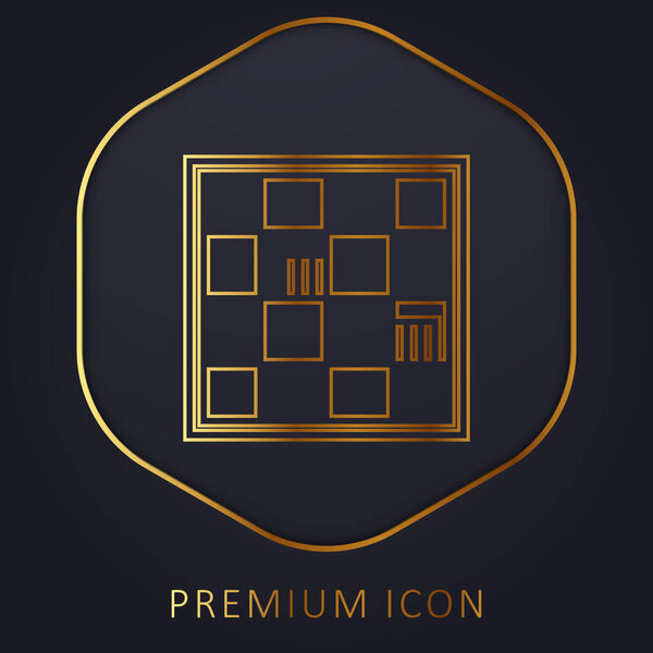 Bookcase golden line premium logo or icon