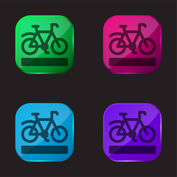 Bike Lane four color glass button icon