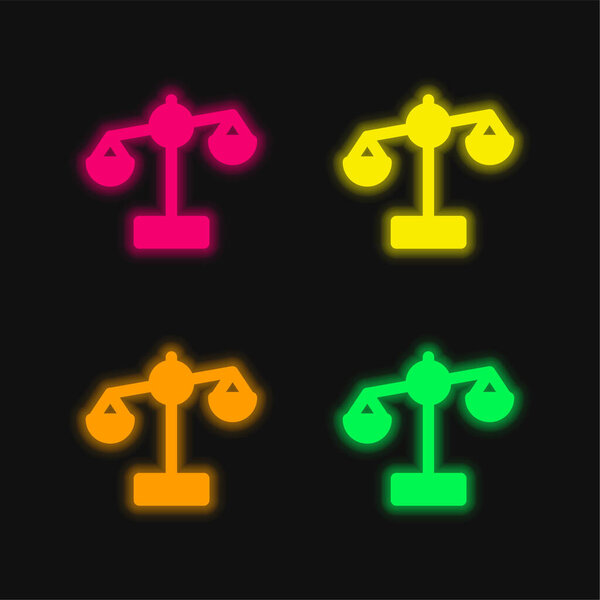 Баланс четырех цветов светящийся неоновый вектор значок