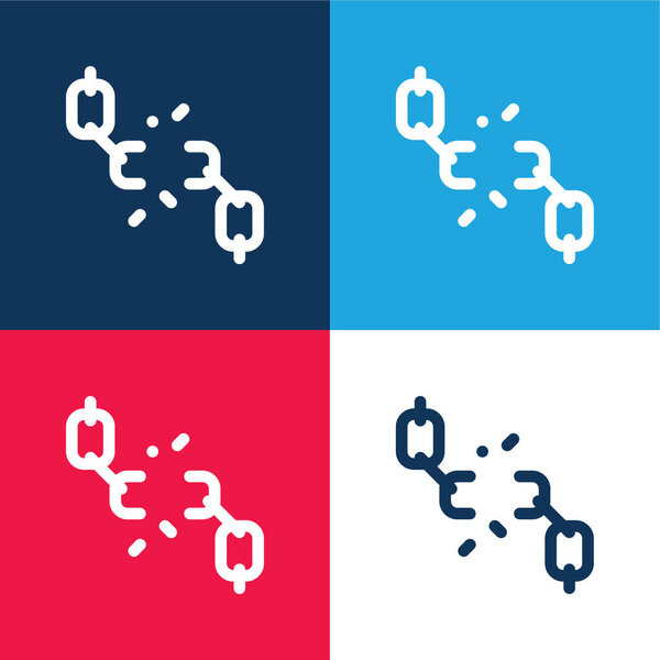 Breaking blue and red four color minimal icon set