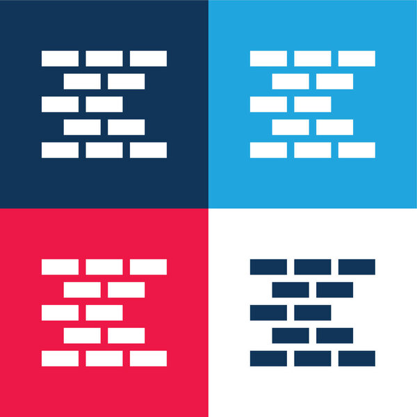 Brick Wall blue and red four color minimal icon set