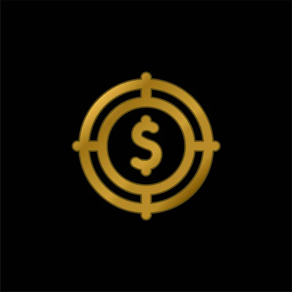 Aim Gold Plated Metalic Icon Logo Vector — Stock Vector