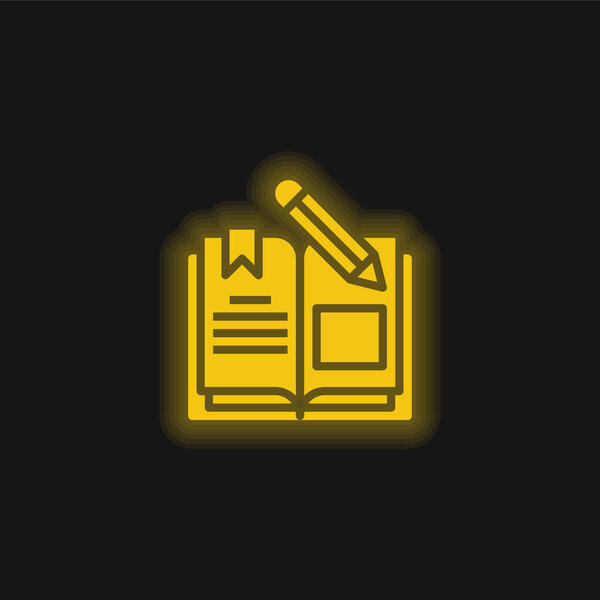 Book yellow glowing neon icon