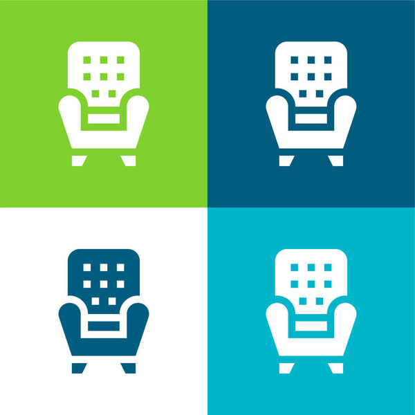 Armchair Flat four color minimal icon set