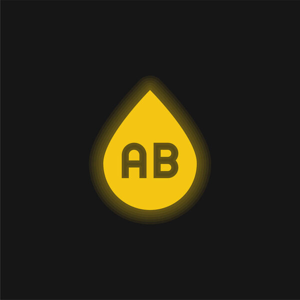 Blood Type yellow glowing neon icon