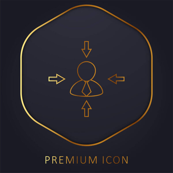 Arrows In Different Directions Pointing To Businessman golden line premium logo or icon
