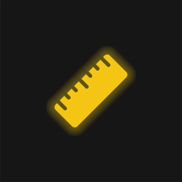 Велика Жовта Піктограма Лінійки Світиться Неоном — стоковий вектор