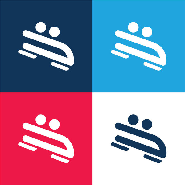 Бобслей синий и красный четыре цвета минимальный набор значков