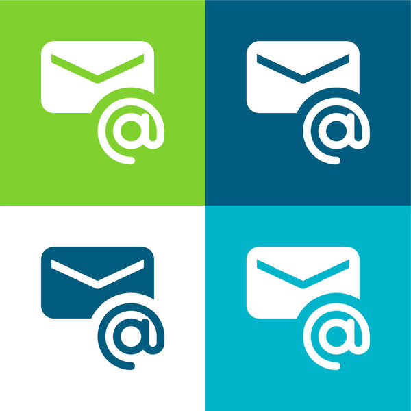 Address Flat four color minimal icon set