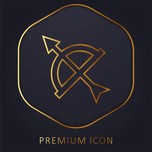 Arrow And Bow golden line premium logo or icon