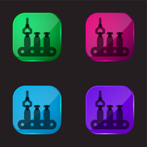 Assembly Line four color glass button icon