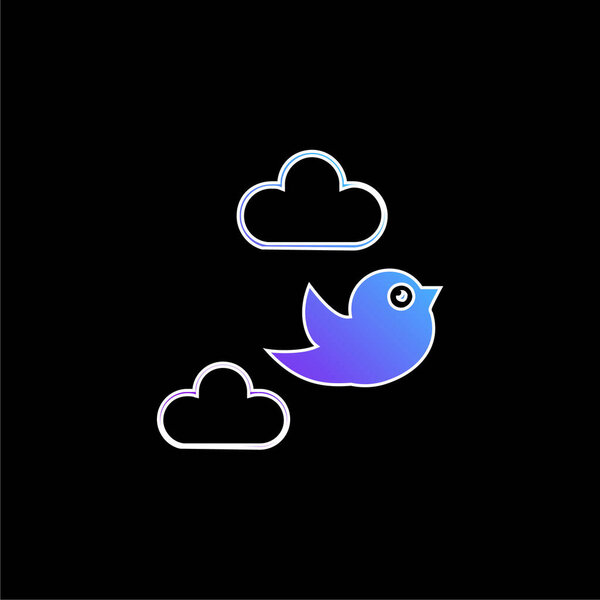 Bird Flying Between Clouds blue gradient vector icon