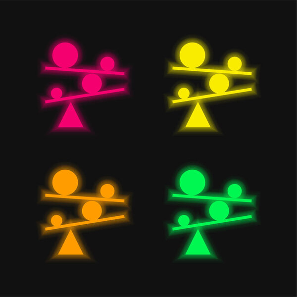 Balance four color glowing neon vector icon
