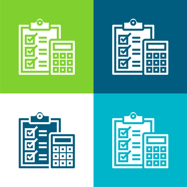 Accounting Flat four color minimal icon set