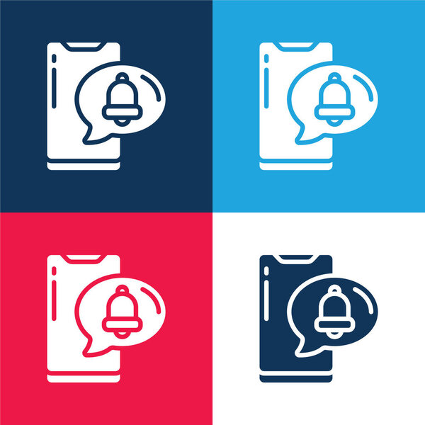 Alarm blue and red four color minimal icon set