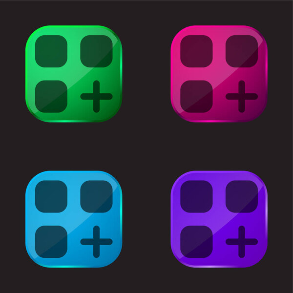 App four color glass button icon