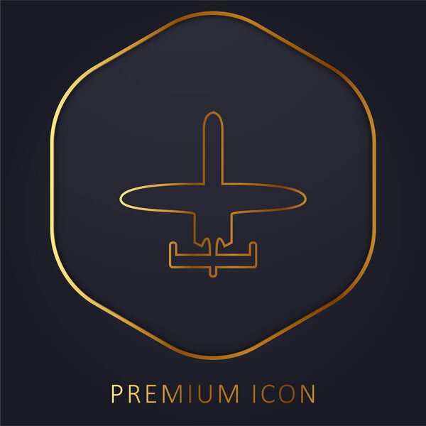 Airplane Of Small Size golden line premium logo or icon