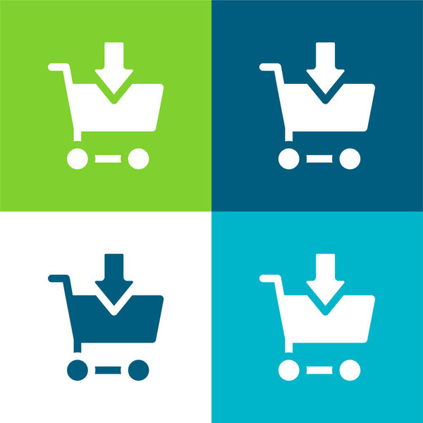 Add To Cart Flat four color minimal icon set