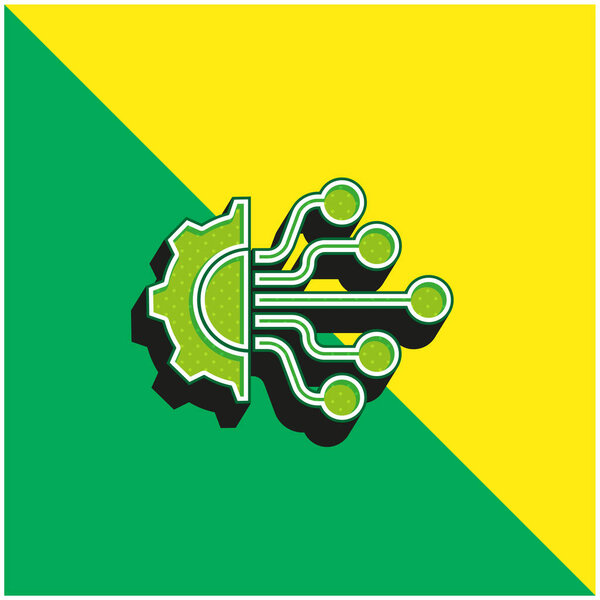 Зеленый и желтый современный 3d логотип векторной иконы