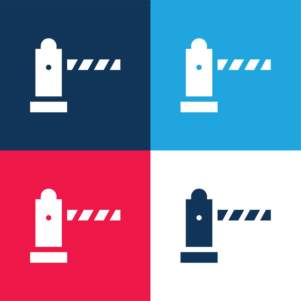 Barrier blue and red four color minimal icon set