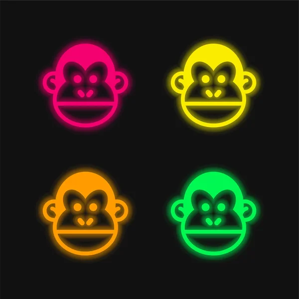 Dier Vier Kleuren Gloeiende Neon Vector Pictogram — Stockvector