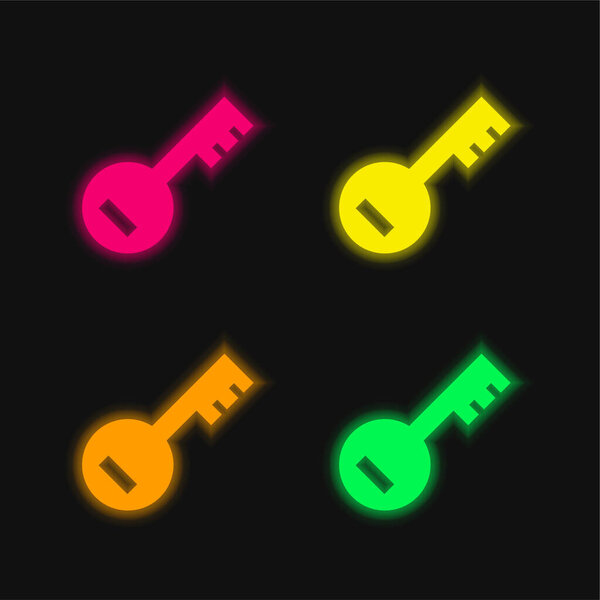 Account PassKey four color glowing neon vector icon