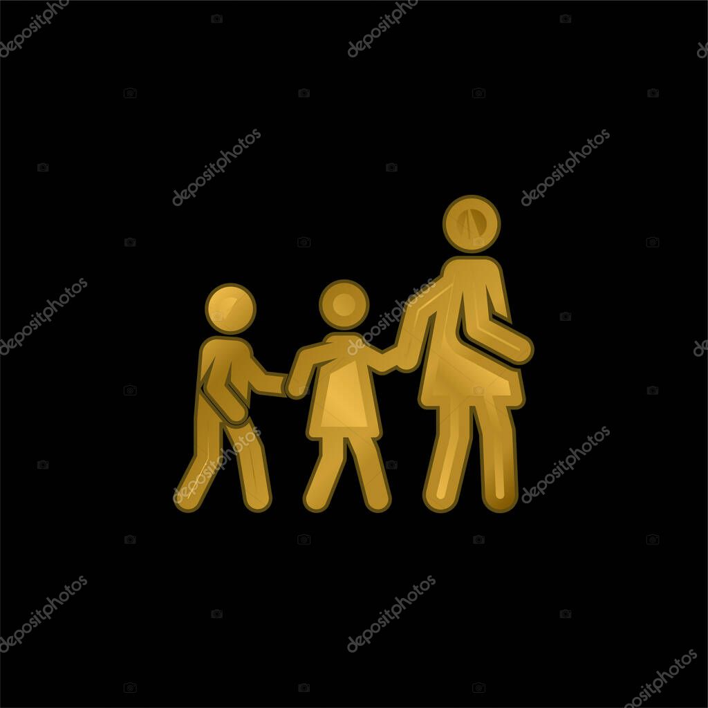 Babysitter gold plated metalic icon or logo vector