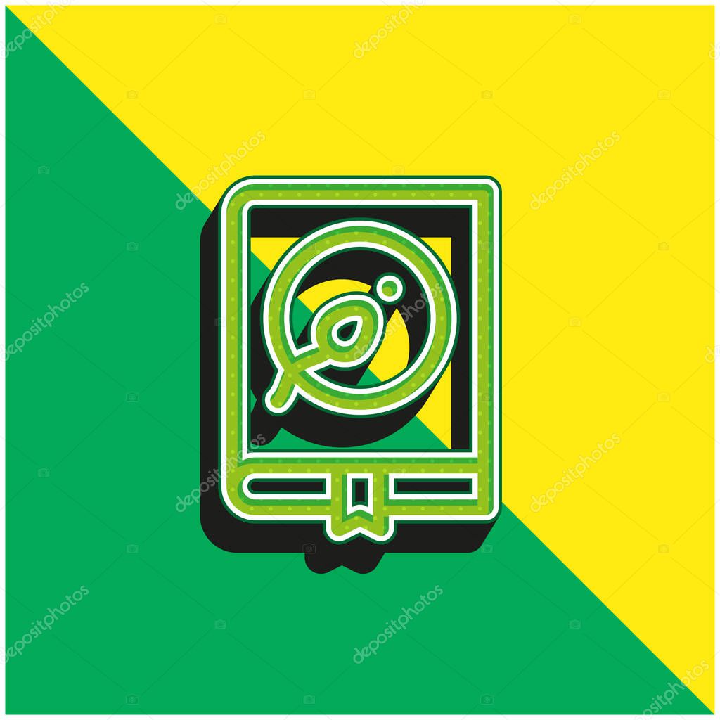 Book Green and yellow modern 3d vector icon logo
