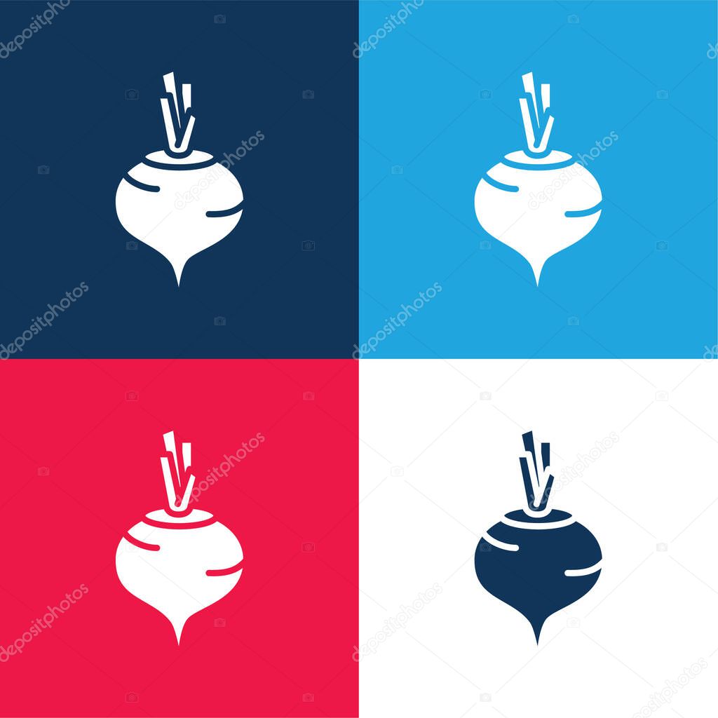 Beetroot blue and red four color minimal icon set