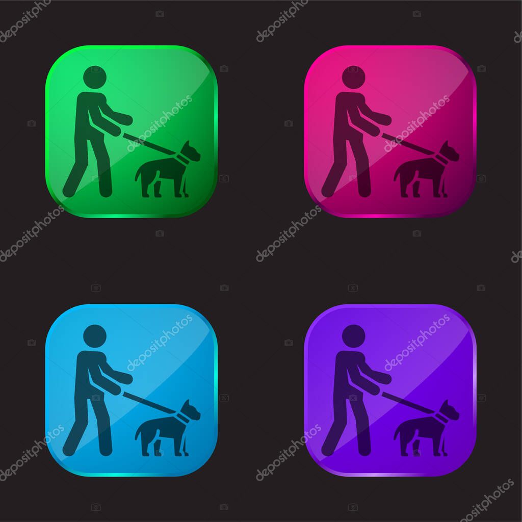 Blind four color glass button icon